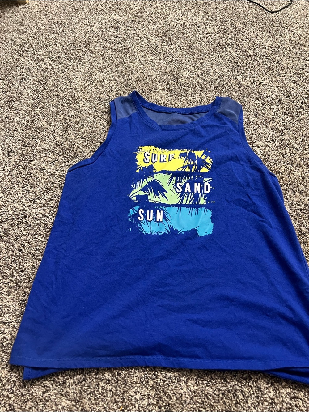 Athletic Works Royal Blue Surf Tank with Yellow & Teal Graphic